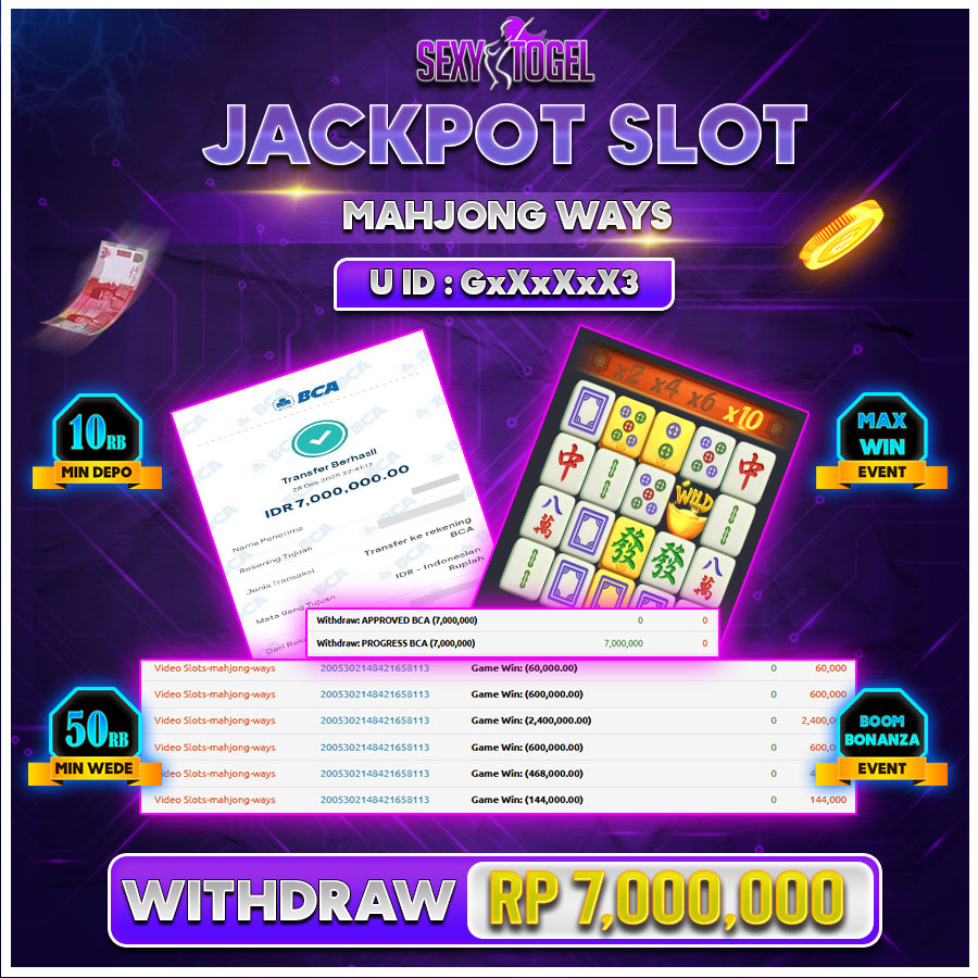 SEXYTOGEL JACKPOT SLOT MAHJONG.WAYS .Rp.7.000.000..-LUNAS